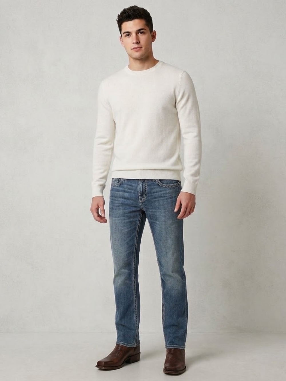 BKE Men’s Regular Straight Jeans in Medium Blue Wash 31 x 32